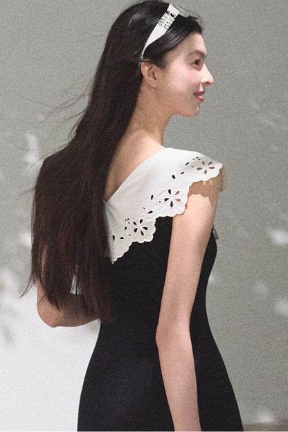 Robe en coton sans manches dos nu à ombre d’arbre