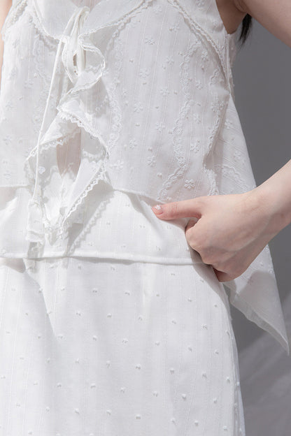 Daytime Clouds Ruffle Mermaid Skirt Set-Up