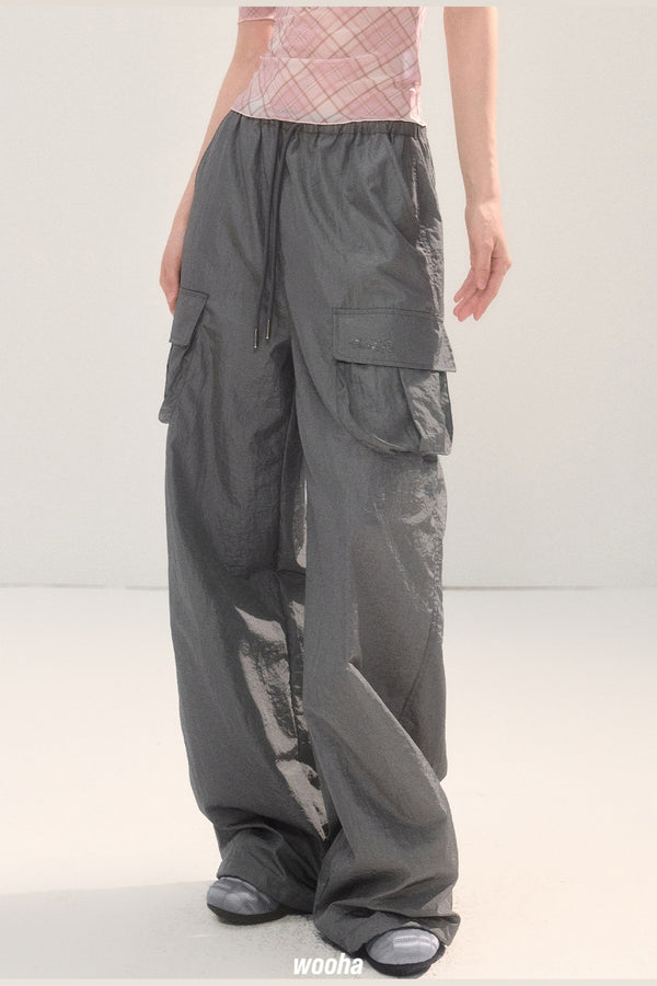 Shimmer Wide Leg Cargo Pants