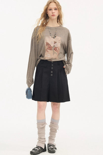 Pleated Gray Dress Shorts