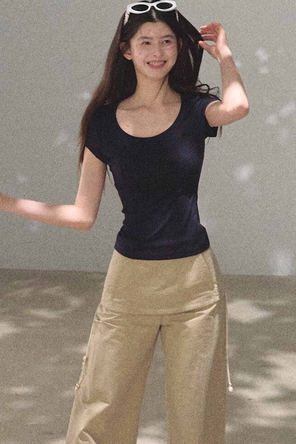 Lyocell V-Neck Short Sleeve Top