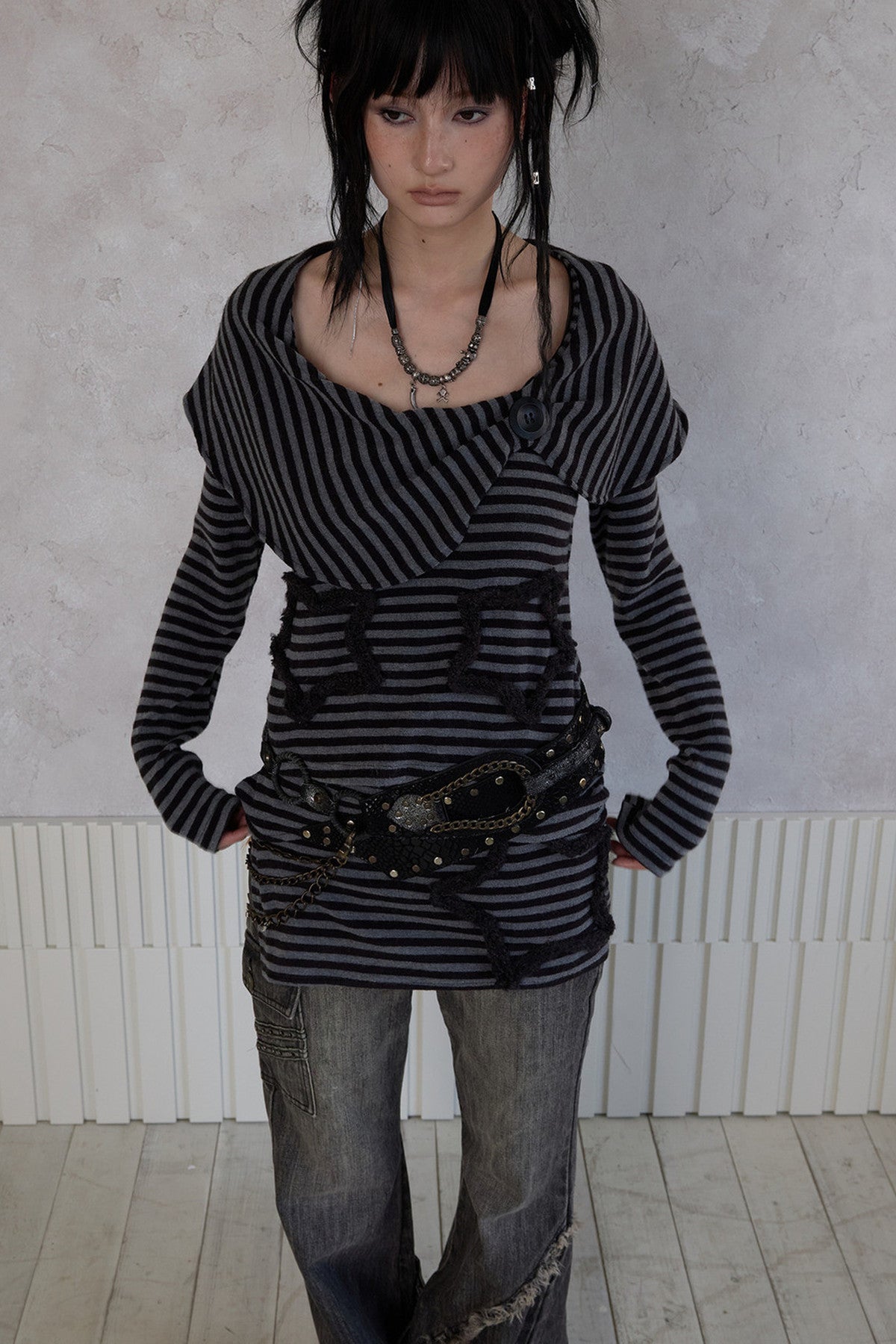 Striped Star Knit Top