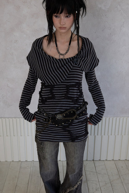 Striped Star Knit Top