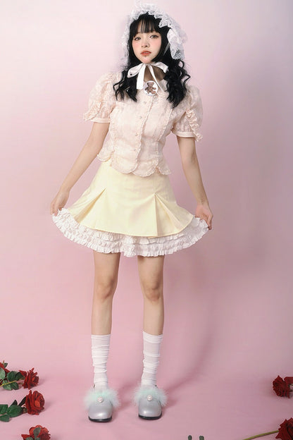 Heavenly Pleated Lace Skirt