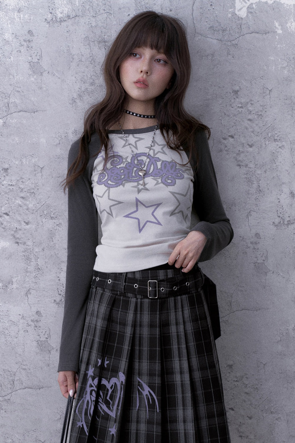 Graffiti Double Waist Pleated Skirt