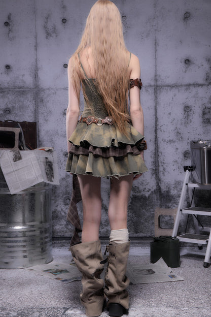 Multi-Layered Ruffled Suspender Dress