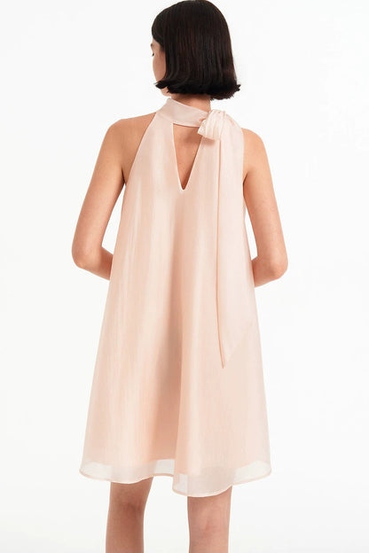 Tencel Halter Ribbon Dress