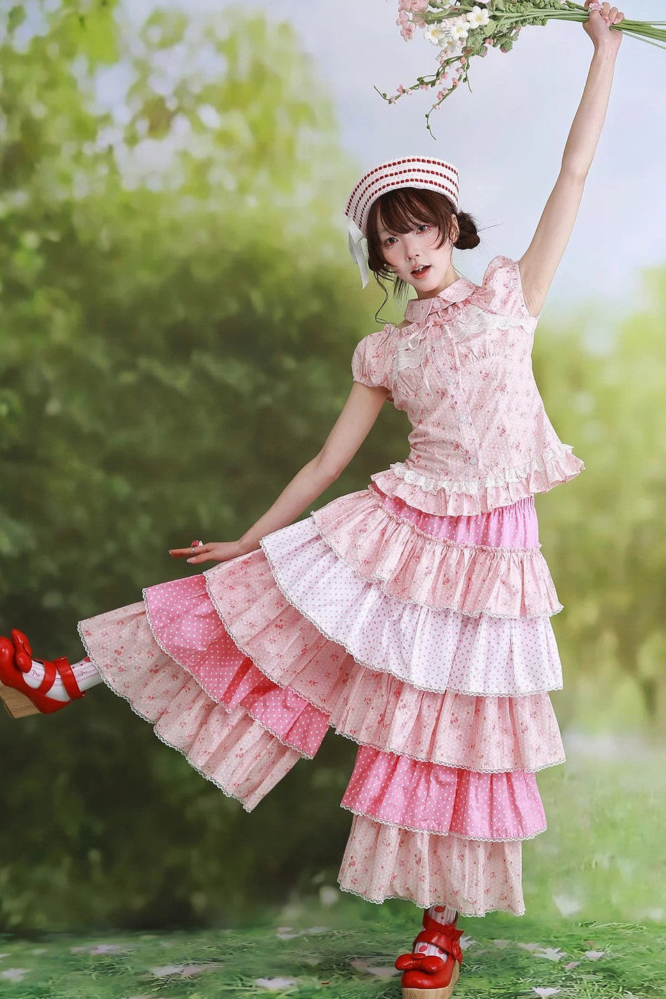 Vintage Pink Polka Dot Skirt Pants