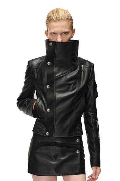 Shadow Catching Motorcycle PU Leather Jacket