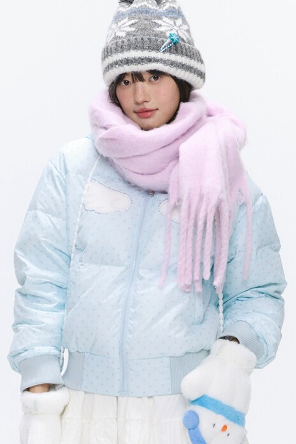 Hooded Polka Dot Down Jacket
