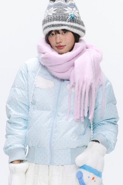 Hooded Polka Dot Down Jacket