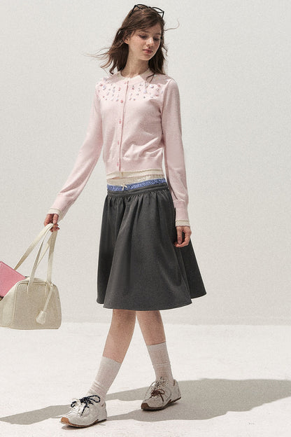 Spliced Waist A-Line Skirt