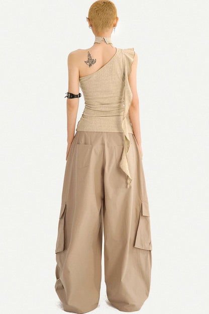 Retro Asymmetrical One-Shoulder Top