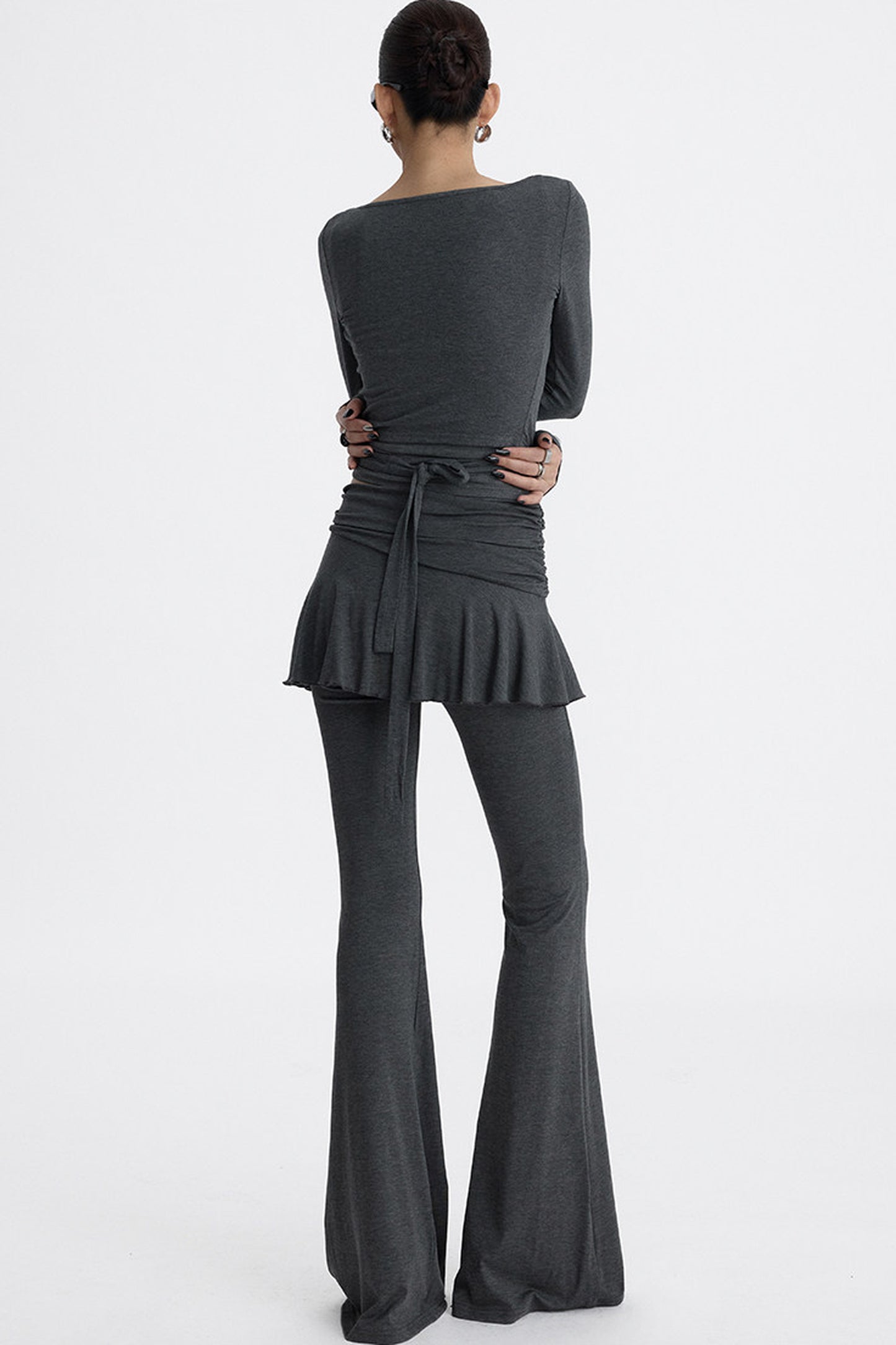 Faux Two-Piece Lyocell Flared Pants Set-Up