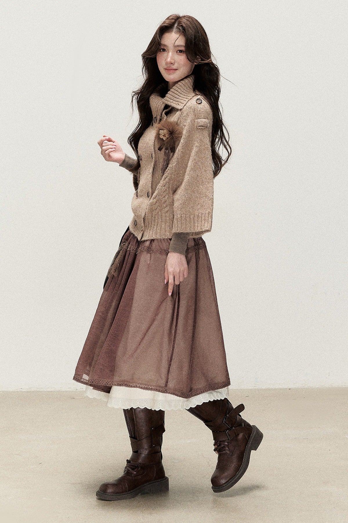 Ballet Brown Gauze Long Skirt