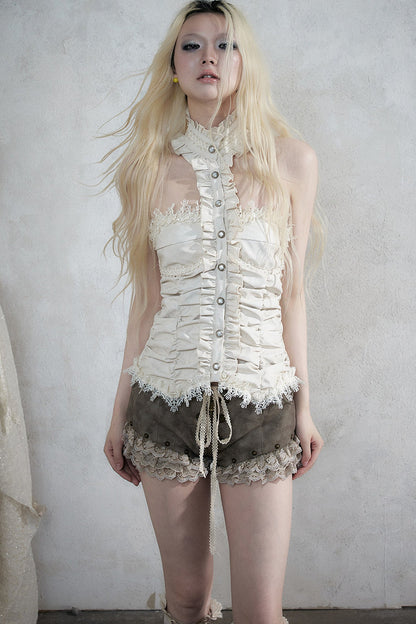 Punk Lace Leather Shorts