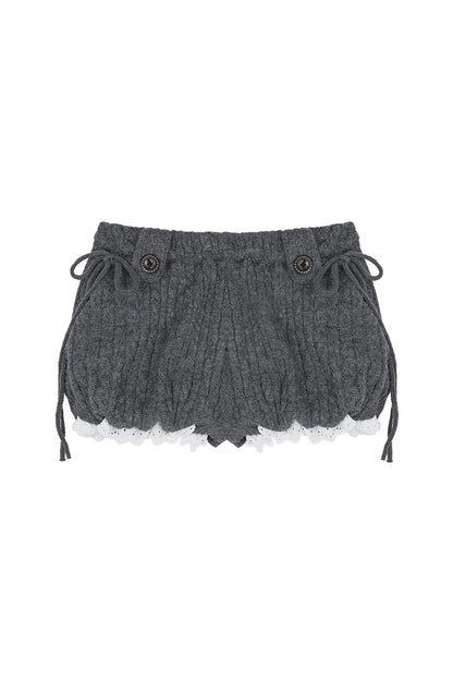 Soft Cable Knit Lantern Shorts