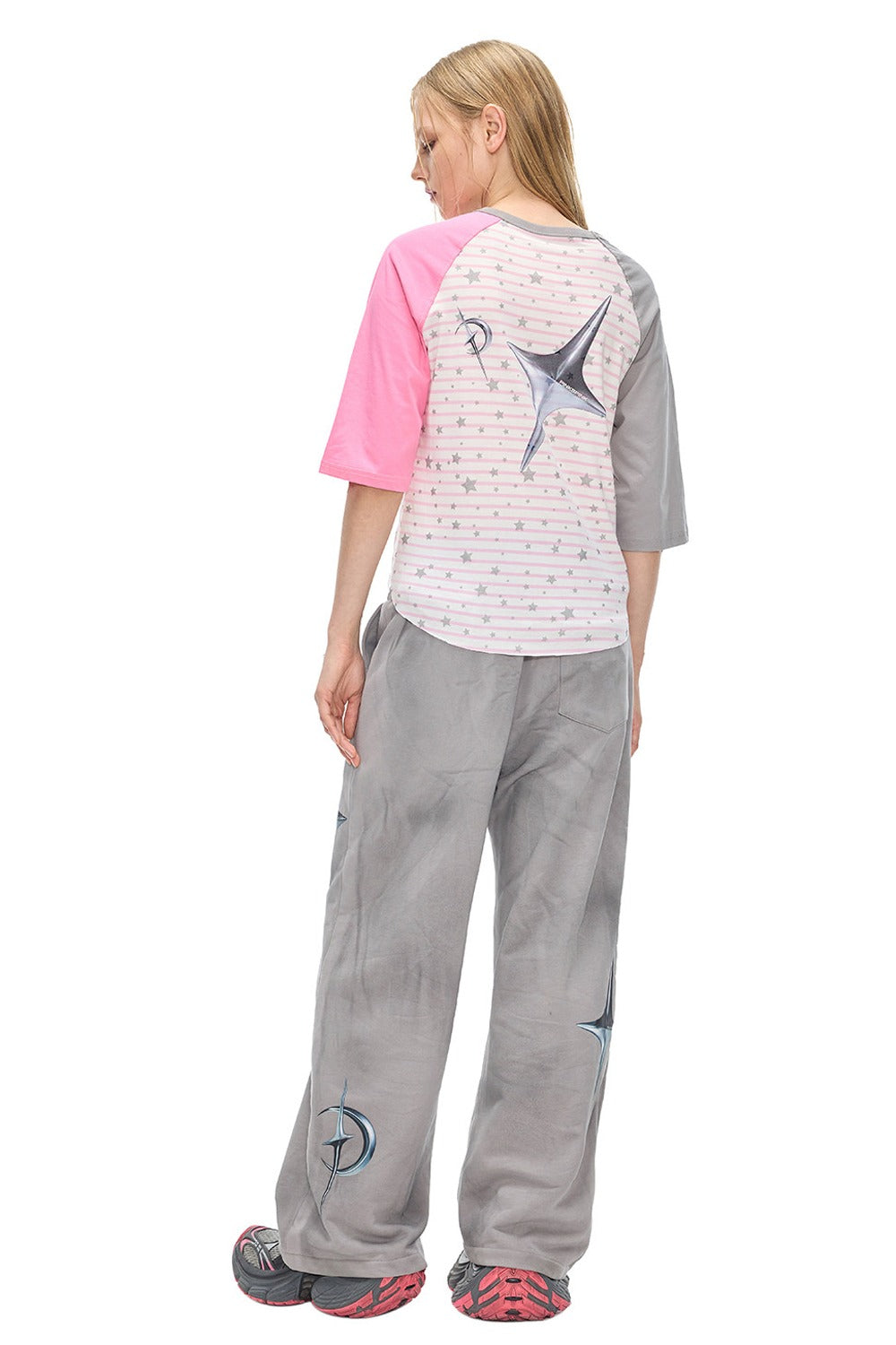Electric Moon Rivet Striped Raglan T-shirt