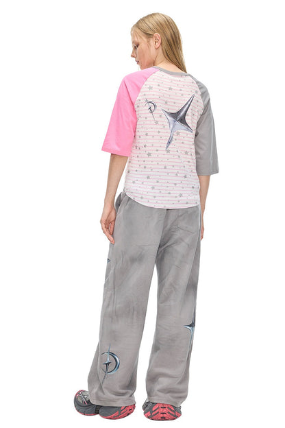 Electric Moon Rivet Striped Raglan T-shirt
