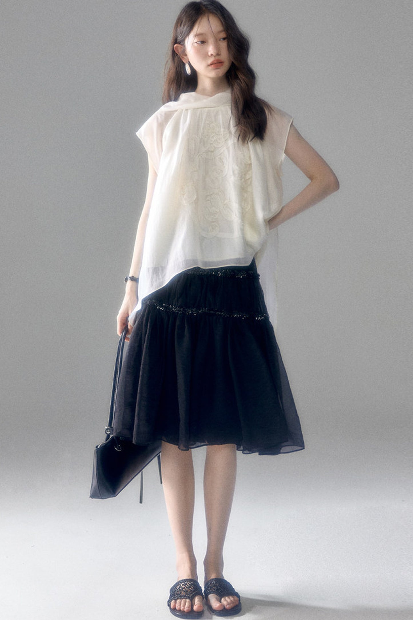 Tencel Acetate Bird Floral Top and Skirt Set-Up