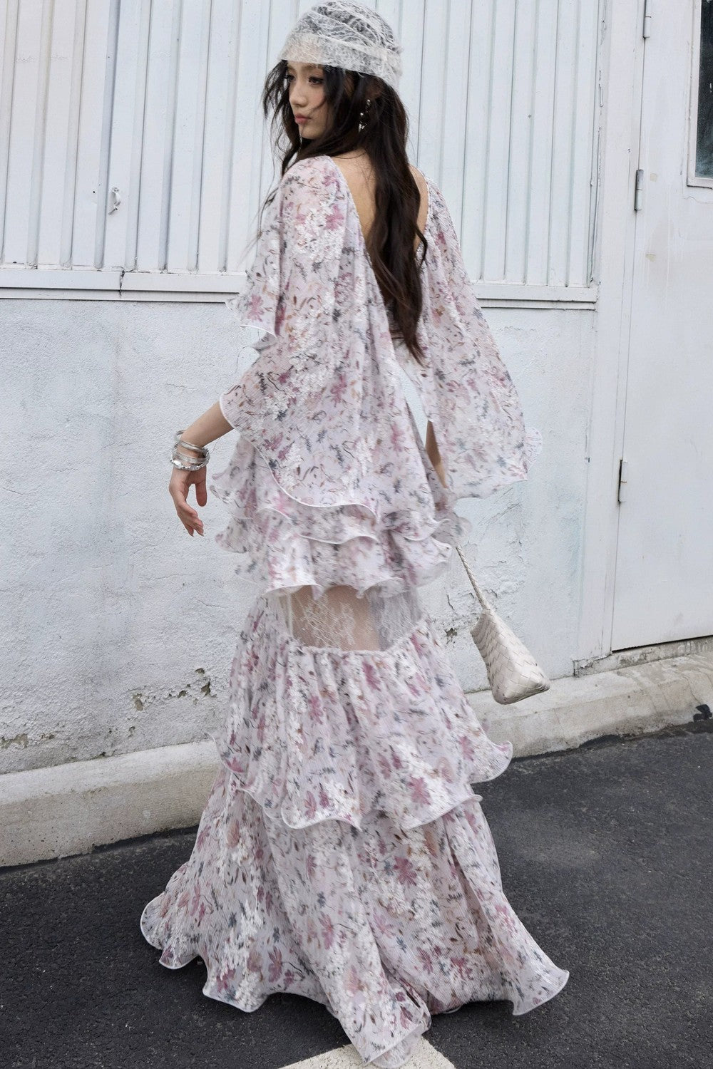 Retro Floral Two-Piece Ruffle Skirt Set-Up