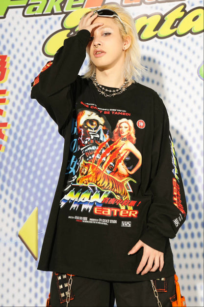 Oversize Tiger Graphic Long-Sleeved Sweatshirt