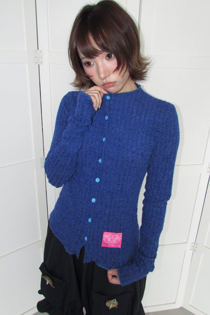 Candy-Colored Ribbed Versatile Button-Up Top