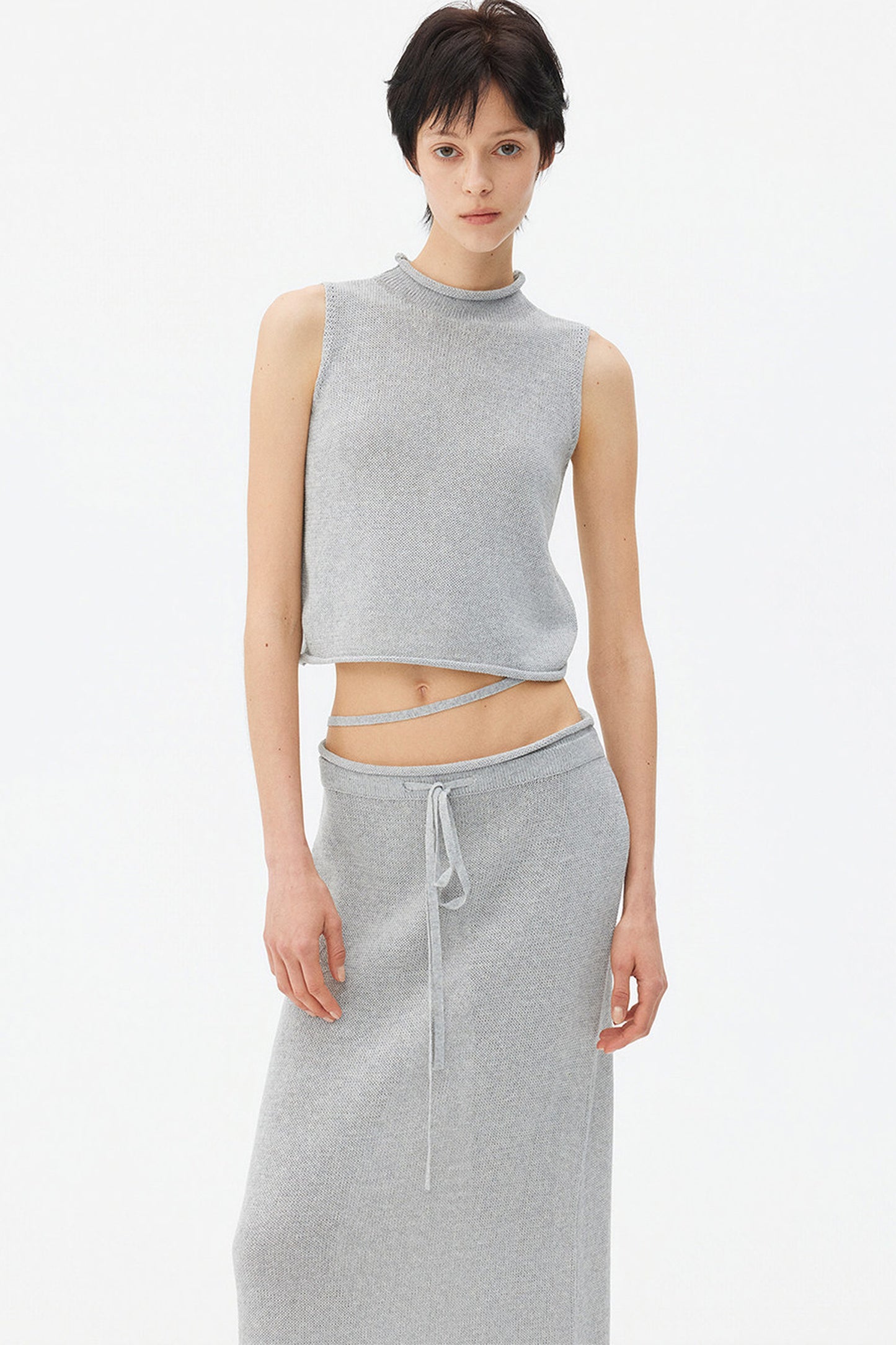 Wool Linen Knit Tank and Skirt Set-Up