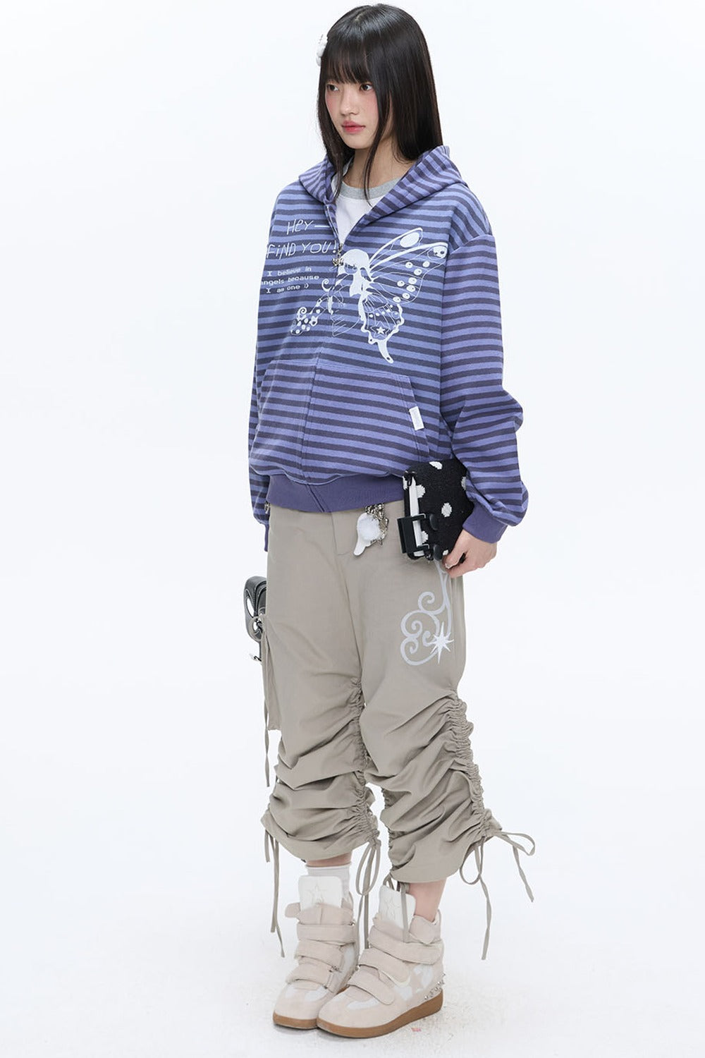 Butterfly Striped Zip Hoodie