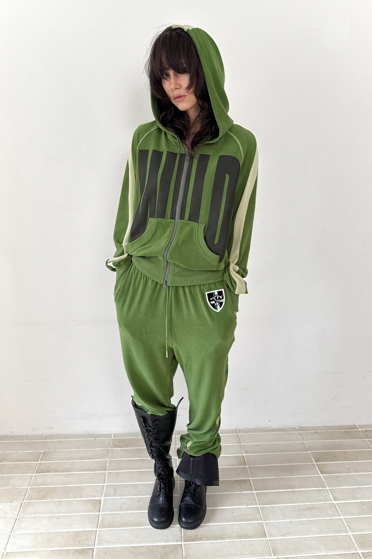 Letter Print Color-Block Hooded Jacket