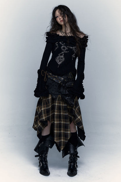 Dark Punk Patchwork Skirt