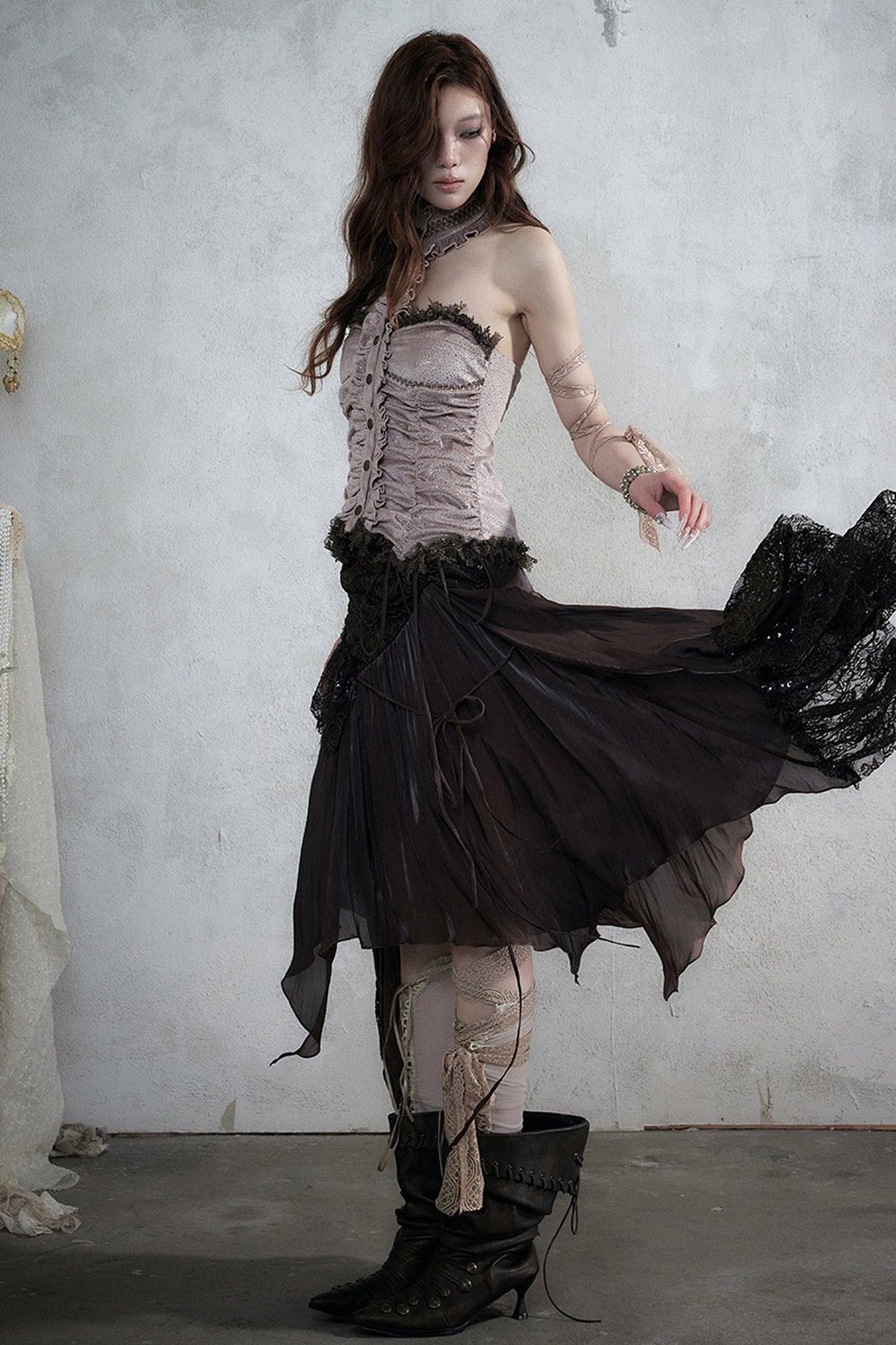 Romantic Lace Chiffon Skirt