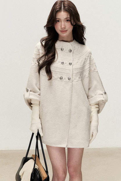 Double-Breasted Cape Design Cardigan