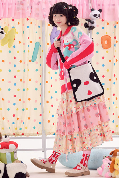 Double-Sided Knitted Panda Crossbody Bag