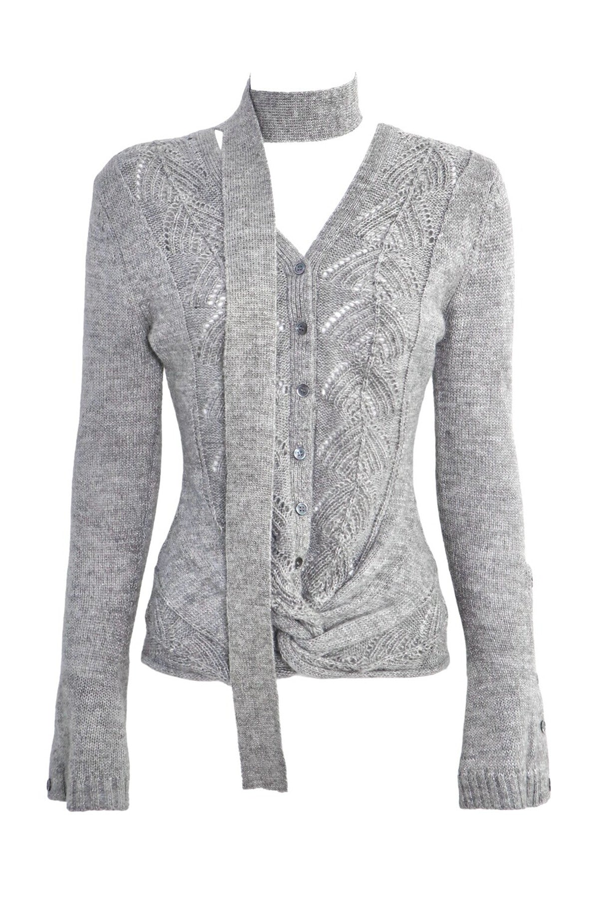 Two-Tone Reversible V-Neck Knit Sweater