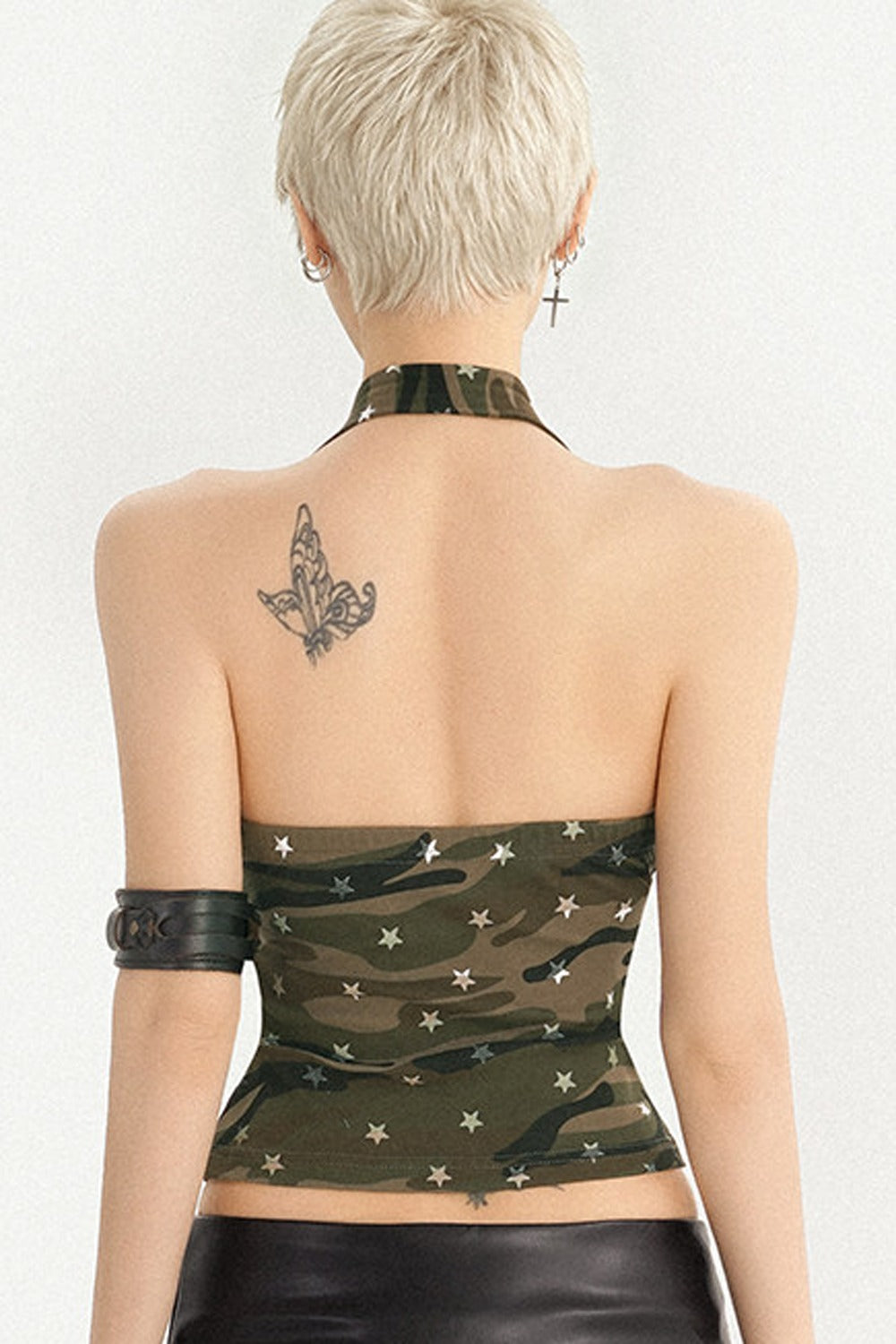 Neckholder-Tanktop mit Camouflage-Totenkopf-Print