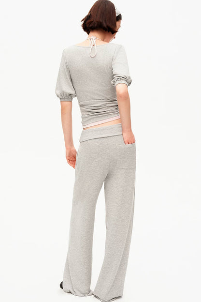 Tencel V-Neck Puff Sleeve Camisole Set-Up