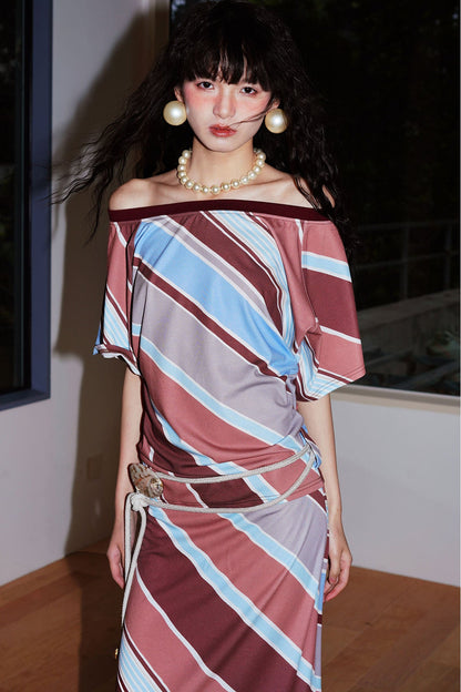 Color-Block Off-Shoulder Dress