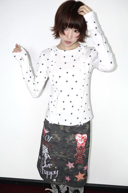 Two-Tone Star Long-Sleeve Top