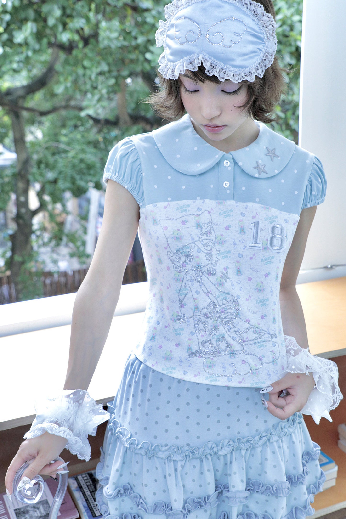 Retro Aqua Green Puff Blouse