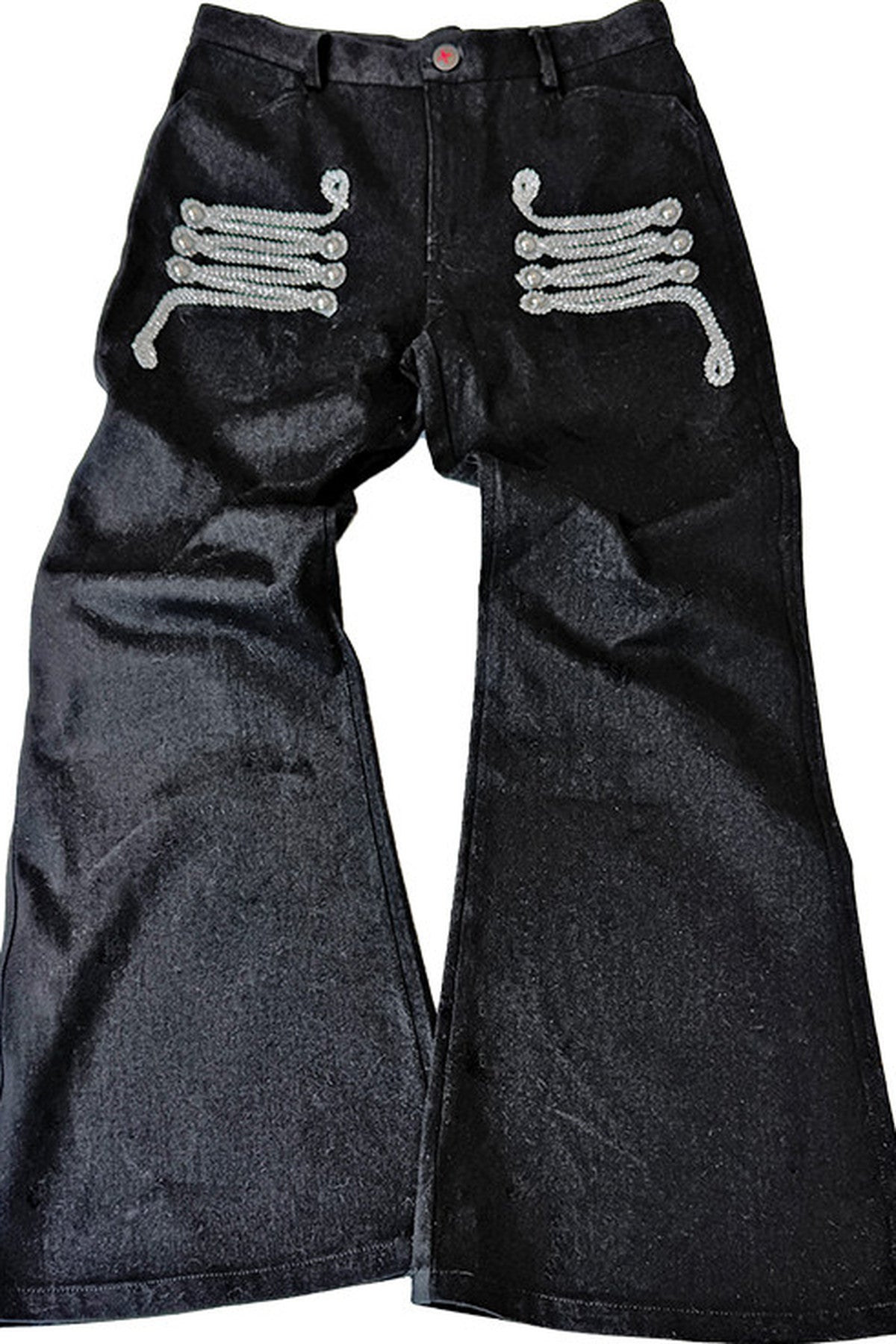 Straight-Leg Lace-Up Denim Jeans