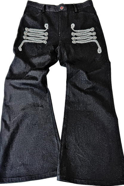 Straight-Leg Lace-Up Denim Jeans