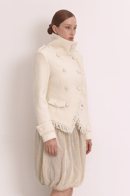 Oatmeal Oil Painting Texture Irregular Skirt