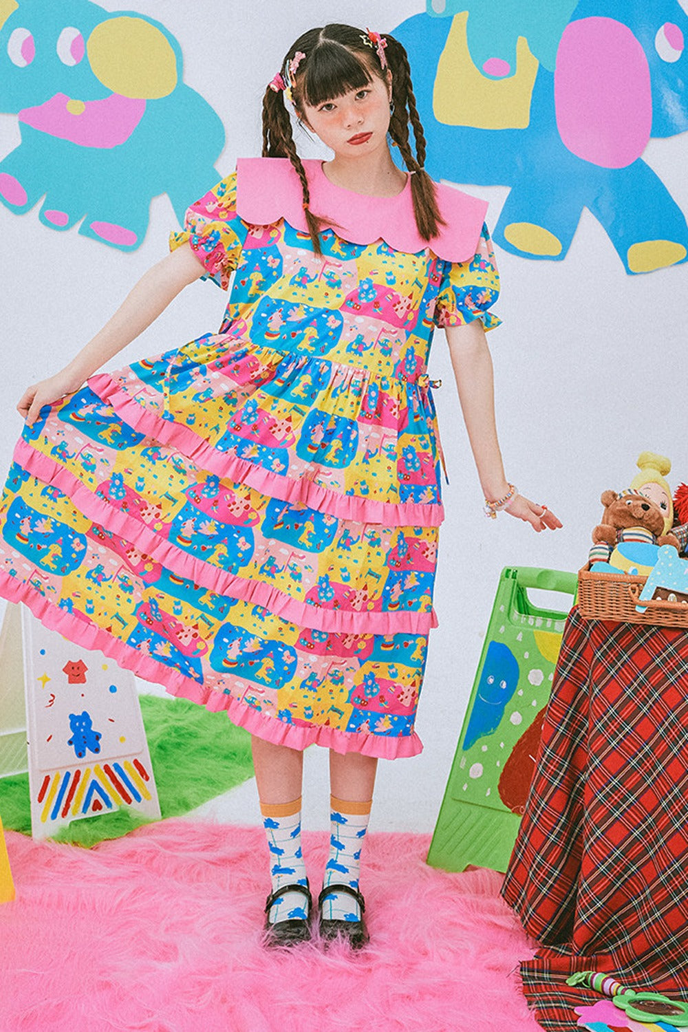 Fun Printed Lace Cake Dress
