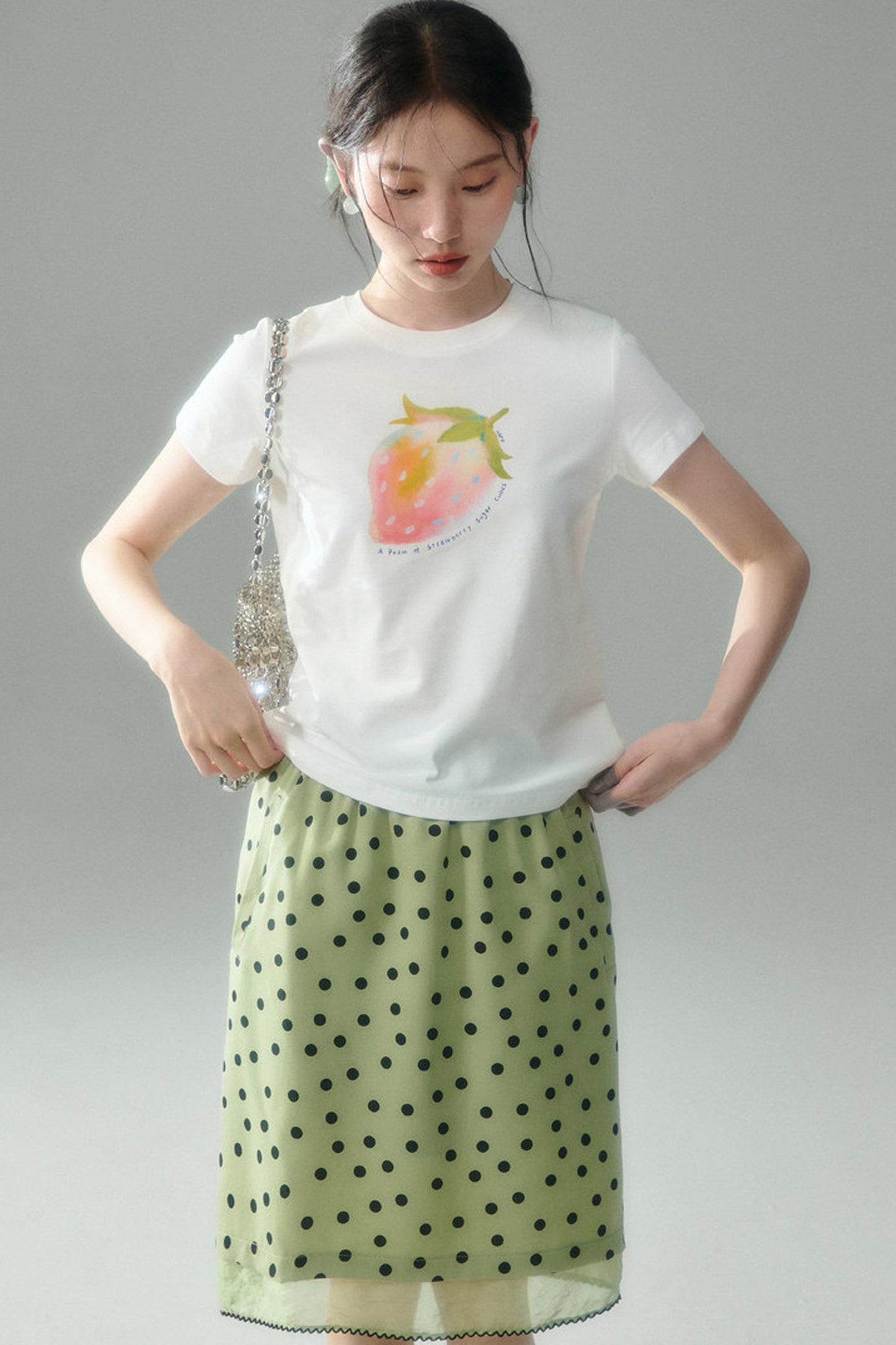 Green Polka Dot Mesh Skirt
