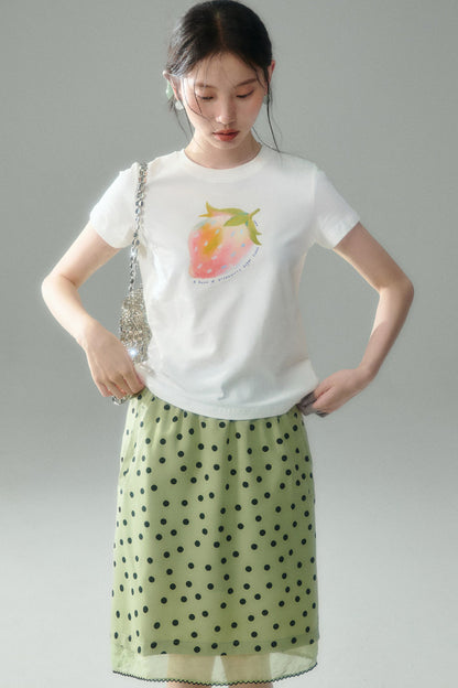Green Polka Dot Mesh Skirt