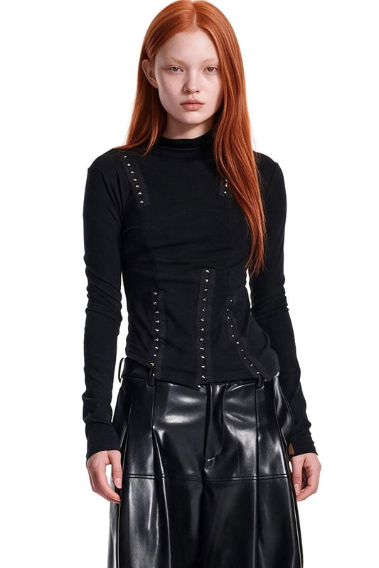 Asymmetrical Metal Hook Knit Top