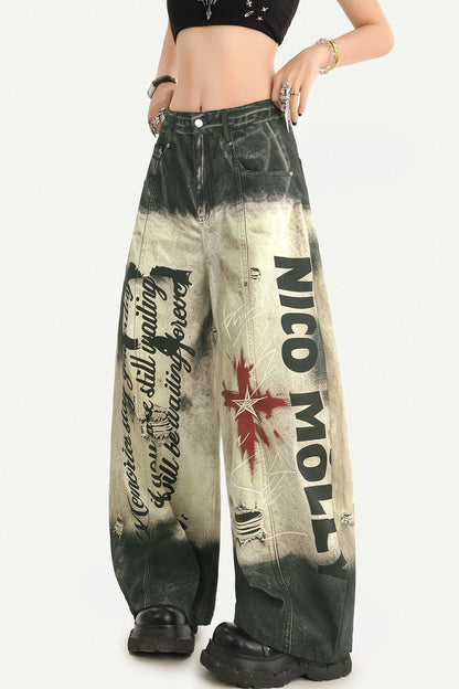 Graffiti Wide-Leg Jeans