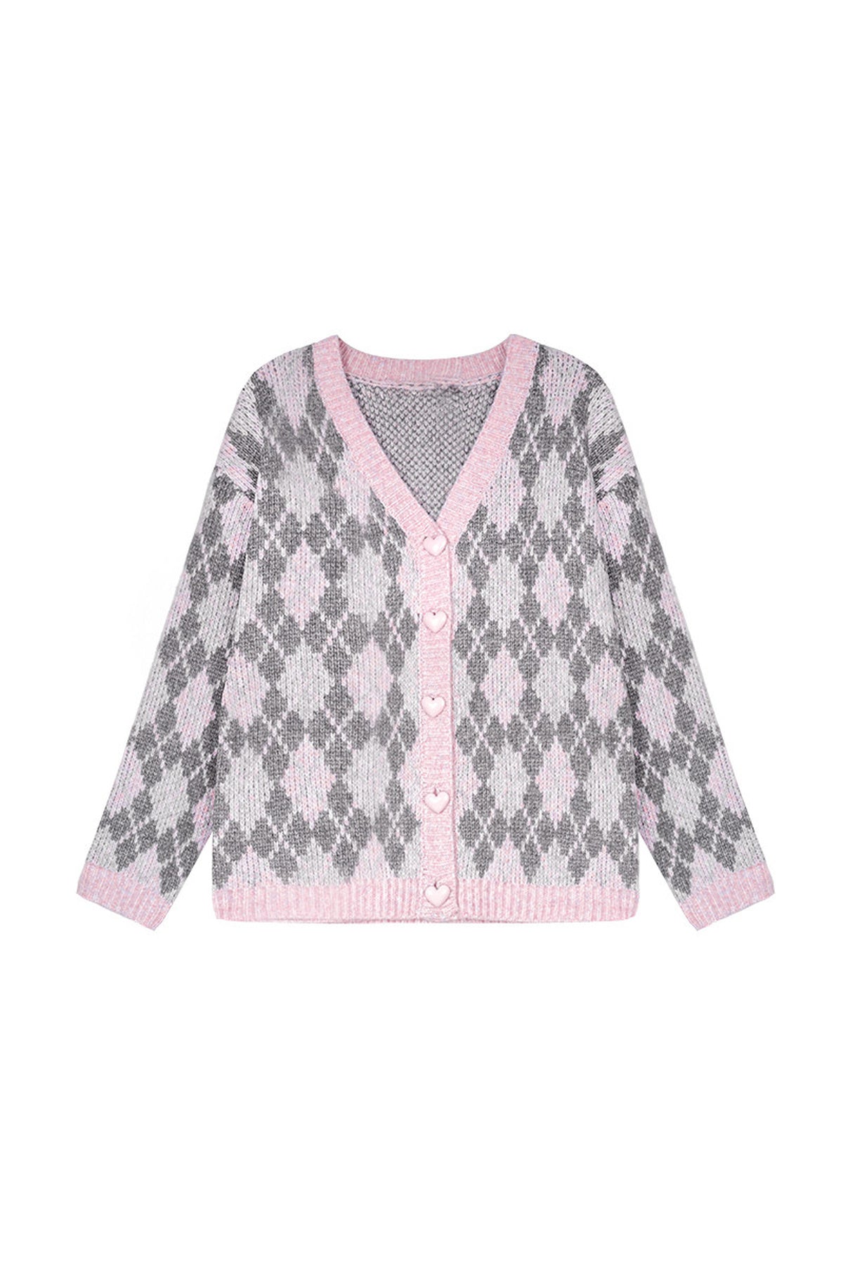 Ensemble cardigan en maille argyle rose et jupe