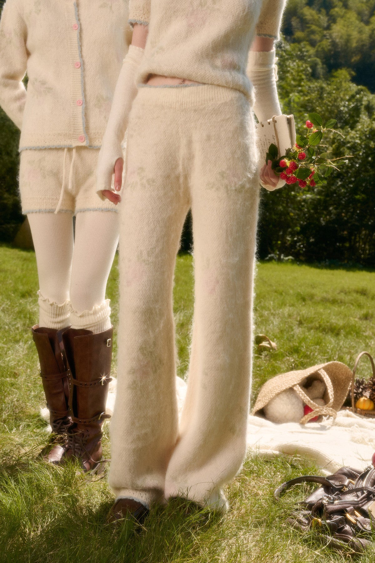 Soft Wool Knit Cardigan and Pants Set-Up